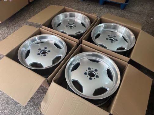 Mercedes Benz 18” Staggered Wheels W201 W124 W140 R129 Monoblock AMG Silver - Image 3