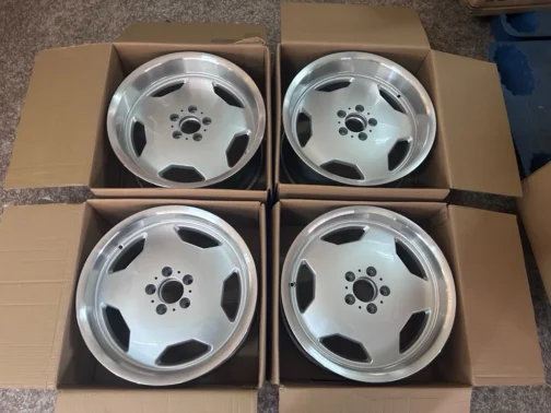 Mercedes Benz 18” Staggered Wheels W201 W124 W140 R129 Monoblock AMG Silver